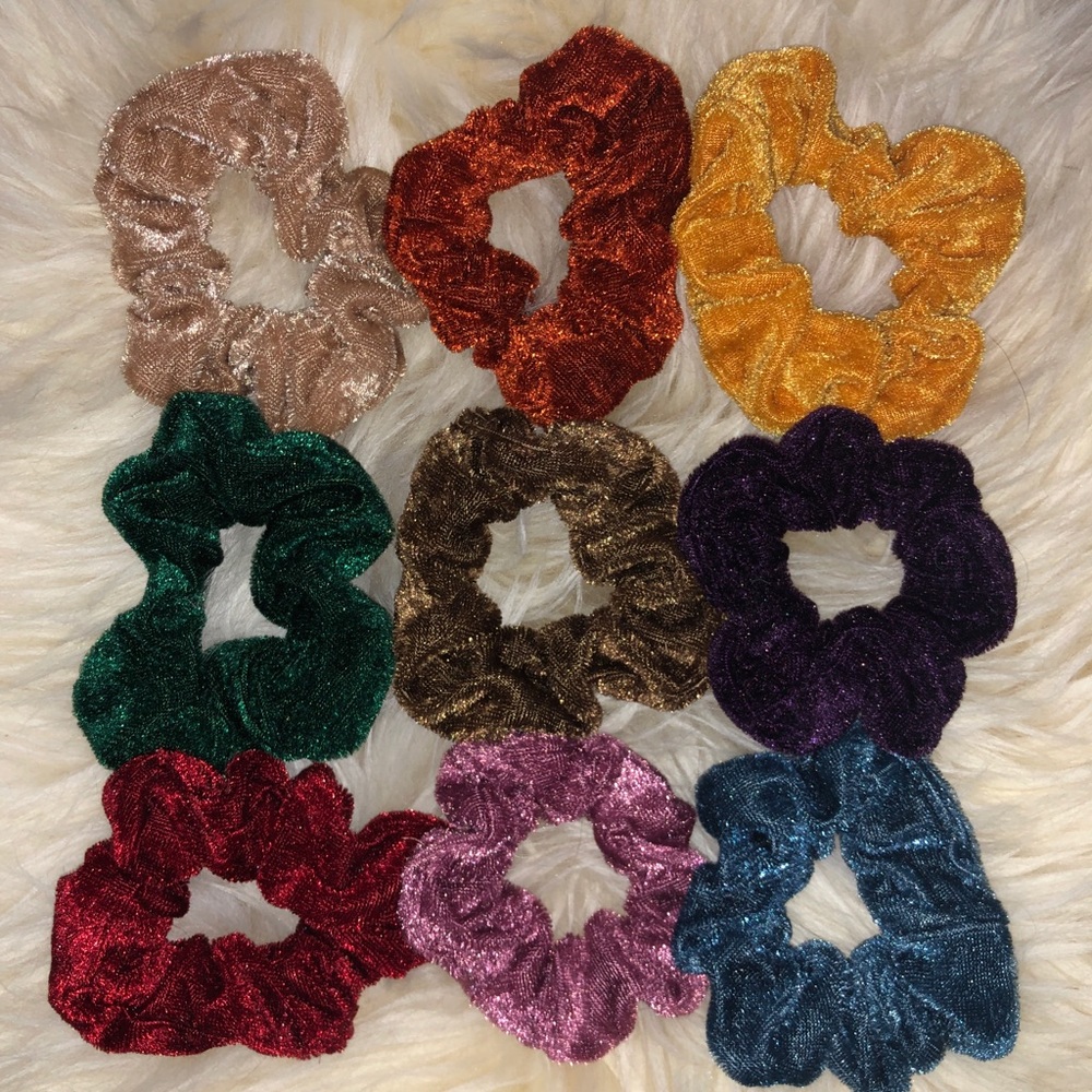 9 Velvet Hair Scrunchies NEW Jewel Deep Fall VSCO